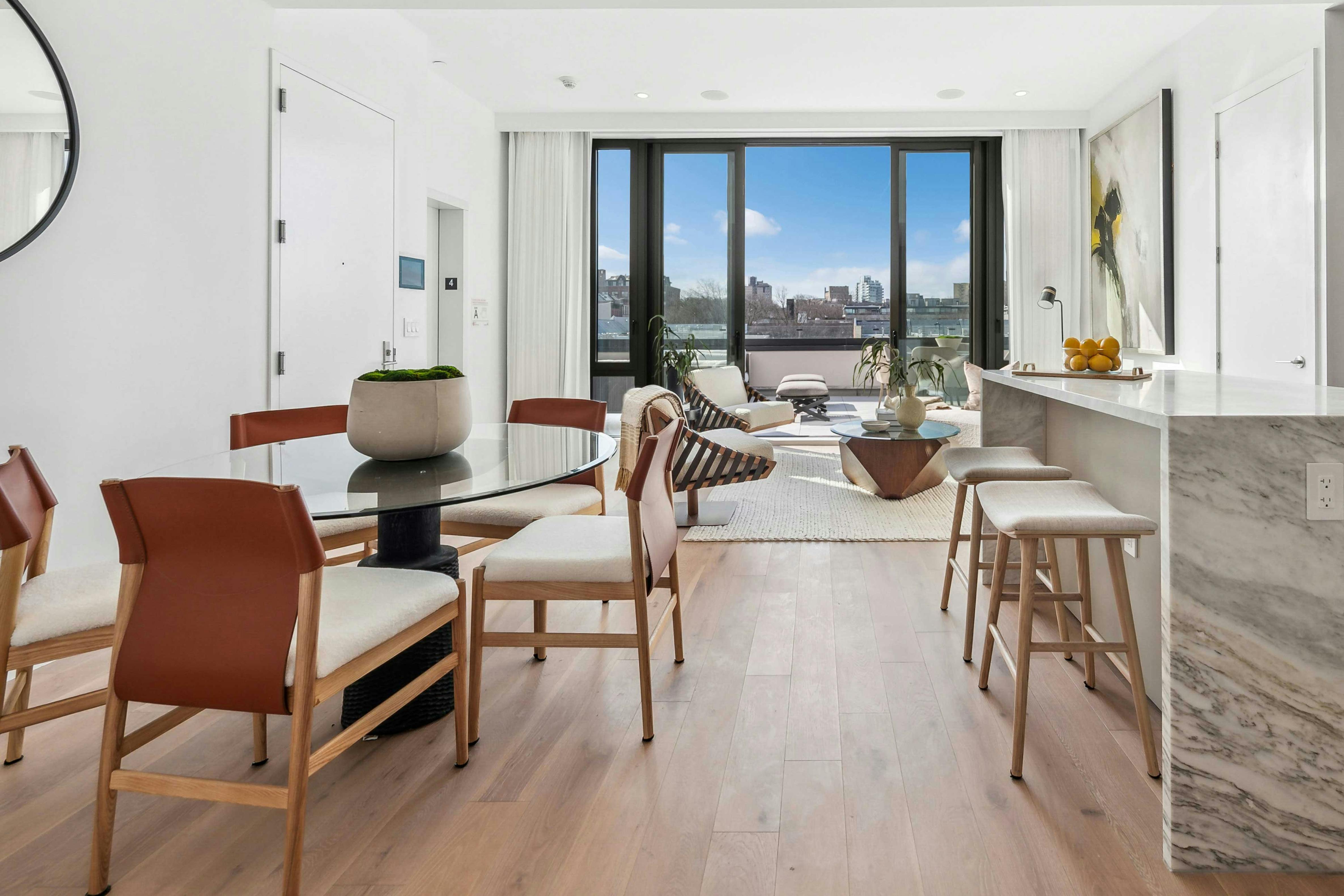 Meridith-Baer-Home-Home-Staging-New-York-Prospect-Heights-Penthouse-Transitional-Luxury-Homes-Dining-Room-Kitchen